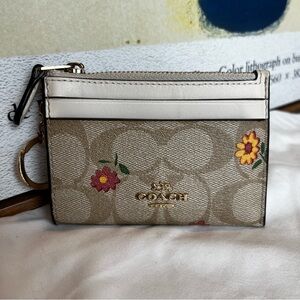 Coach mini skinny id case- ditsy print